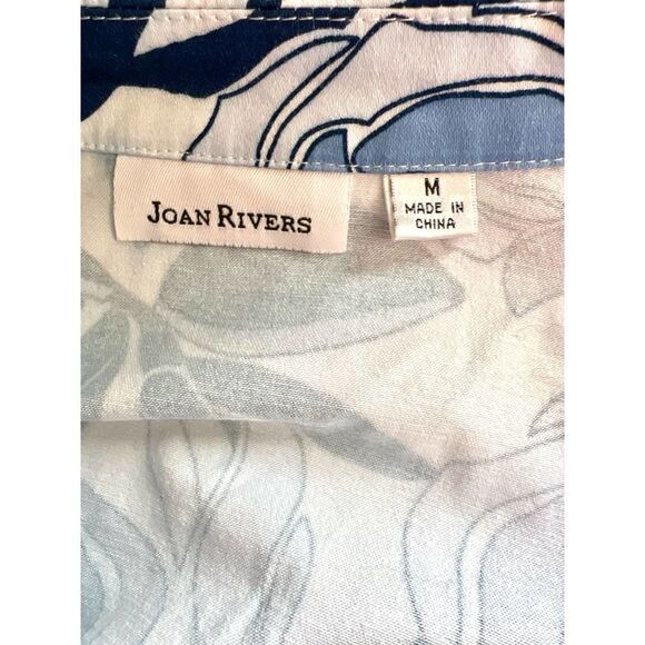 Joan Rivers White Blue Floral Button Down Blazer Jacket Women's Size Medium - Picture 4 of 5